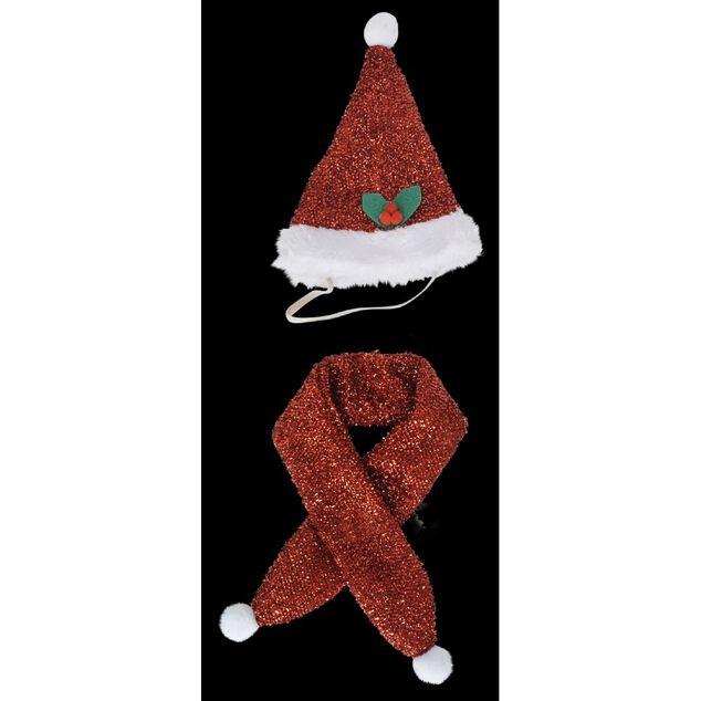 D&eacute;guisement No&euml;l bonnet et &eacute;charpe pour chien