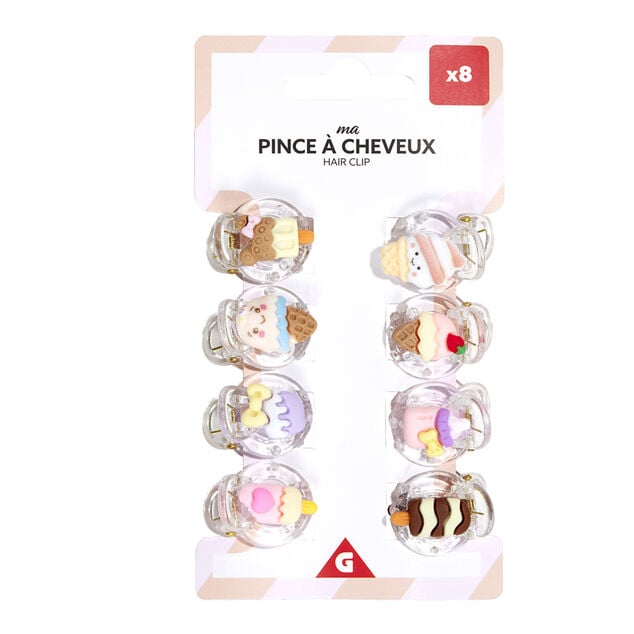 Lot de 8 mini pinces pour cheveux avec d&eacute;coration