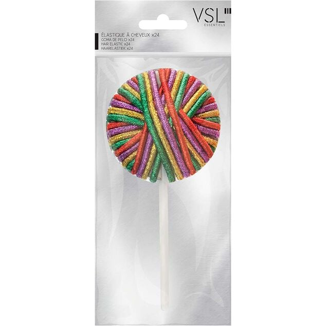 &Eacute;lastique &agrave; cheveux multicolore brillant x24