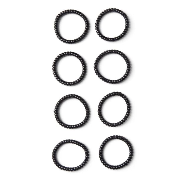 Lot de 8 &eacute;lastiques &agrave; cheveux spirale caoutchouc noir