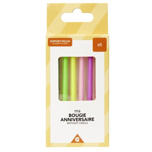 Bougie anniversaire H6cm 6 pi&egrave;ces