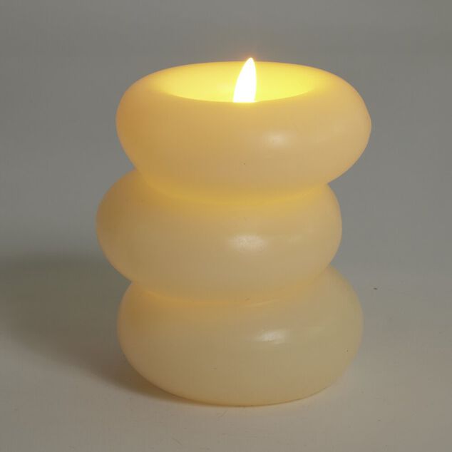 Bougie LED galet blanche &Oslash;7,5xH7,5cm