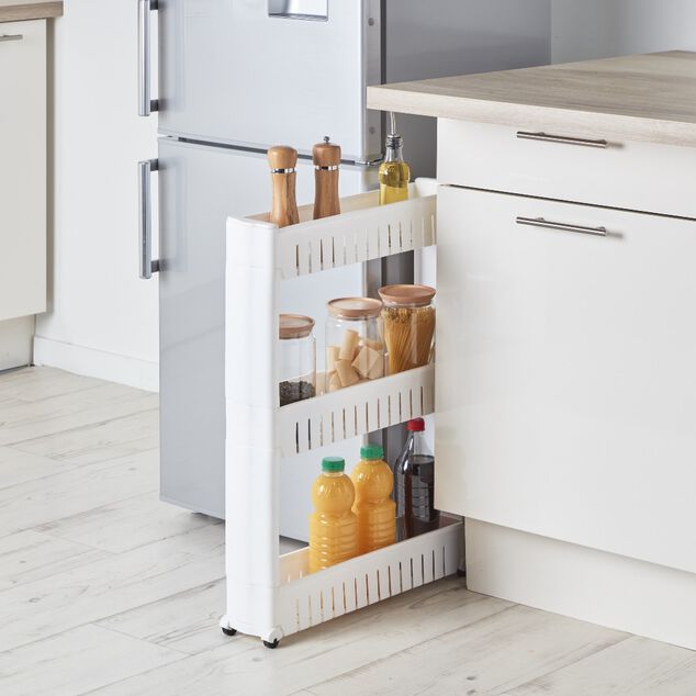 Desserte resserre cuisine étroite sur roulettes 3 niveaux