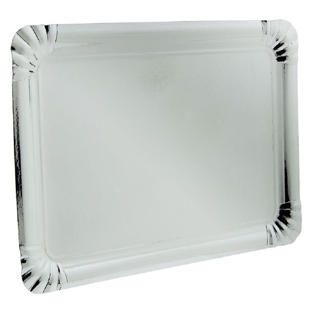Plateau rectangulaire en carton argent&eacute; x 5