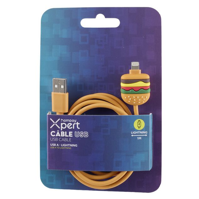C&acirc;ble Homday USB-A lightning 1 m&egrave;tre 5V figurine amusante plastique (4 mod&egrave;les)