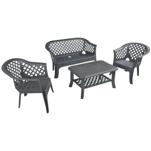 Salon de jardin gris 4 personnes