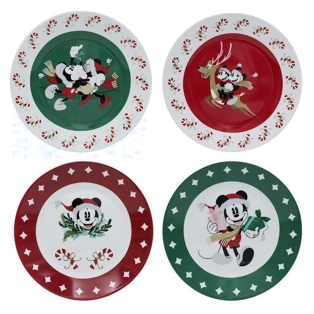 Lot de 4 assiettes dessert Disney Mickey porcelaine &Oslash;19cm