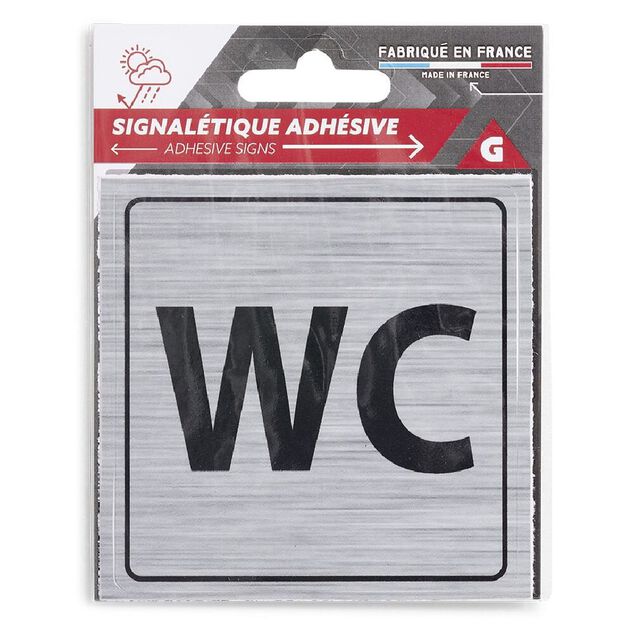 Signal&eacute;tique adh&eacute;sive "WC" - 8x8 cm