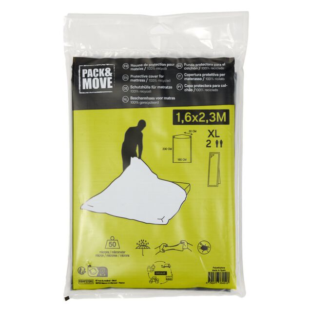 Housse de matelas 2 personnes protection pour d&eacute;m&eacute;nagement noir