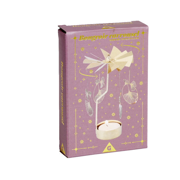 Bougeoir carrousel doré Ø8xH17cm