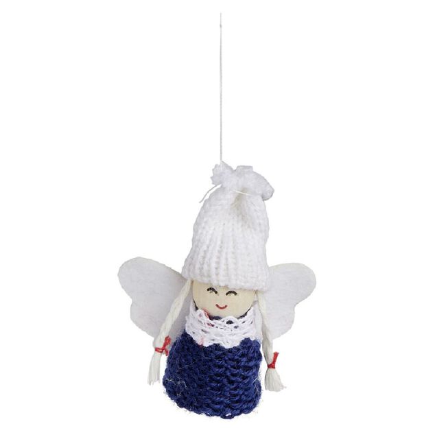 Personnage &agrave; suspendre gris et bleu - Fille/P&egrave;re No&euml;l/Ange