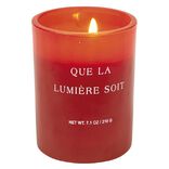 Bougie parfum&eacute;e orange dans verre avec message imprim&eacute;
