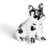 Statue chien argenté en céramique H9,5cm