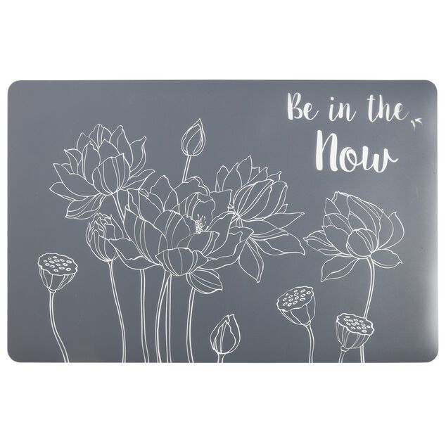 Set de table rectangulaire gris motif fleur
