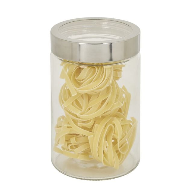 Bocal en verre transparent couvercle inox 1,2L - &Oslash;11xH.17cm