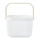 Panier plastique avec anse blanc et naturel - L24 x l24 x H18 cm