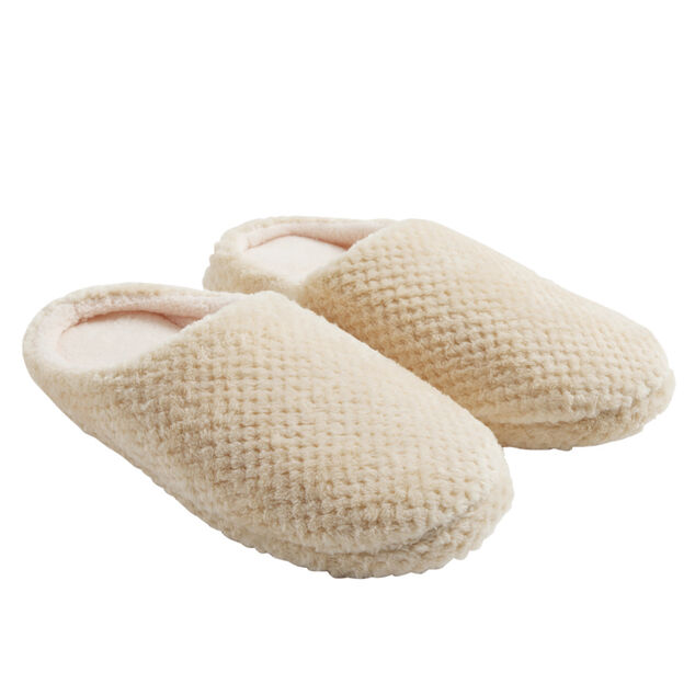 Chaussons mules unisexe blanc crème motif quadrillé T36/37
