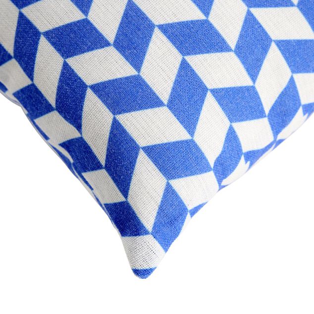 Coussin carr&eacute; motif chevron bicolore 45x45cm (2 mod&egrave;les jaune ou bleu)
