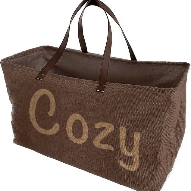 Sac porte-b&ucirc;ches inscription Cozy 64x30xH40cm