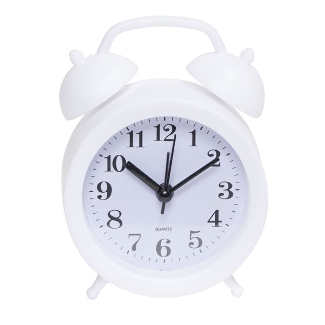 Mini r&eacute;veil analogique &agrave; quartz en plastique avec alarme 11,8x9xH4cm (4 mod&egrave;les)