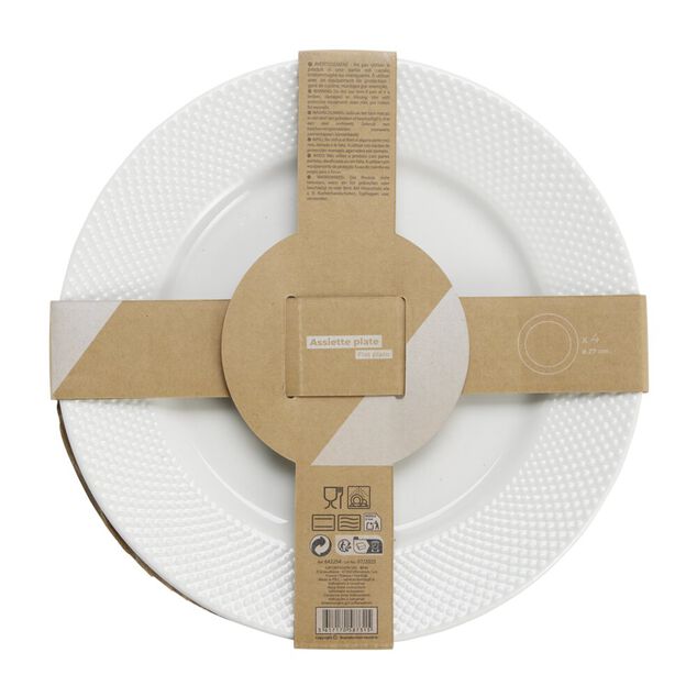 Assiette plate x4 porcelaine blanche Ø26,5cm