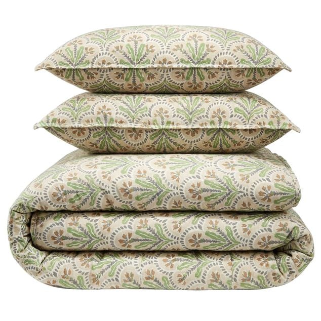 Parure de lit 2 personnes 220x240cm polyester motif v&eacute;g&eacute;tal (3 mod&egrave;les)