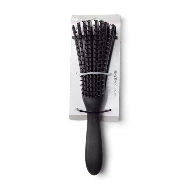 Brosse &agrave; cheveux d&eacute;m&ecirc;lante plate &agrave; picots PVC noir