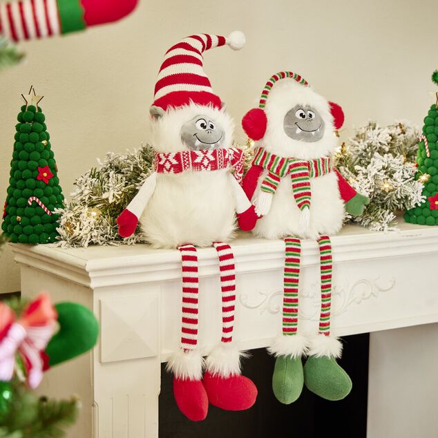 Personnage à poser yéti jambes pendantes H59cm - 2 modèles