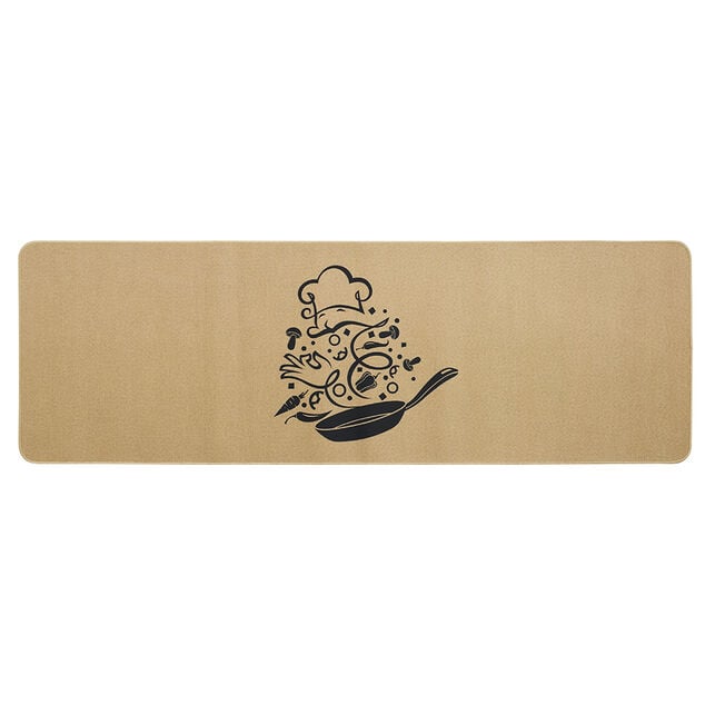 Tapis de cuisine effet lin motif cuisine 120x50 cm