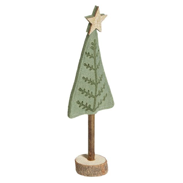 Sapin feutrine et bois à poser H27cm