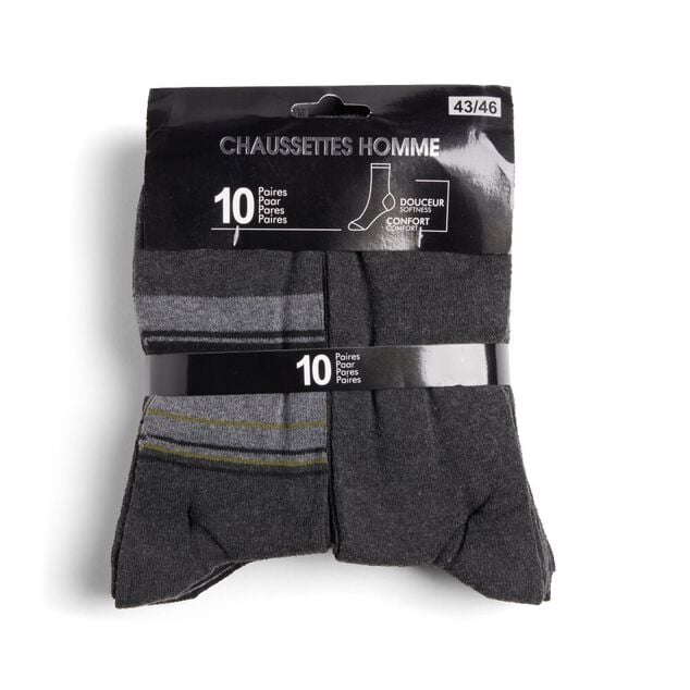 Lot de 10 paires de chaussettes pour homme T43/46 coton noir
