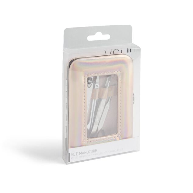 Set manucure 5 pièces avec trousse iridescente - 4 modèles