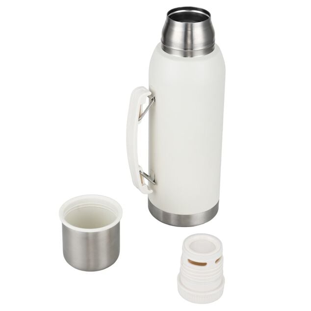 Bouteille isotherme 1L avec tasse inox beige &Oslash;9,5xH29cm