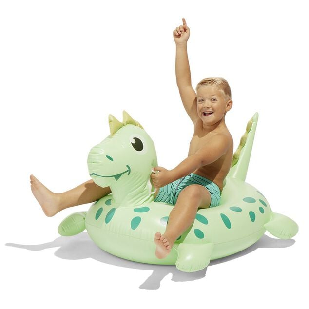 Dinosaure &agrave; chevaucher gonflable Funky vert 134x76cm