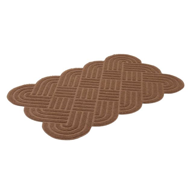 Tapis entr&eacute;e contour vague polyester L80X50 cm (2 mod&egrave;les noir ou marron)