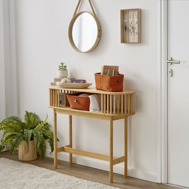 Console Ga&iuml;a bambou naturel - L100xP30xH80cm