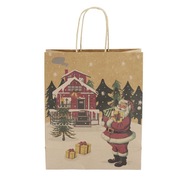 Sac cadeau Noël motif traditionnel paysage 26x12xH32,5cm