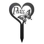 Piquet commémoratif inscription paix fer noir 19xH30cm