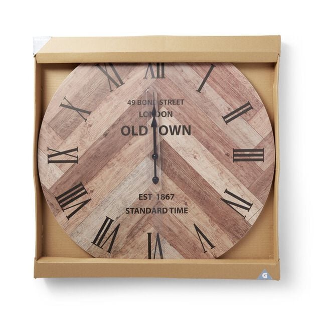 Horloge ronde en bois marron &Oslash;60cm