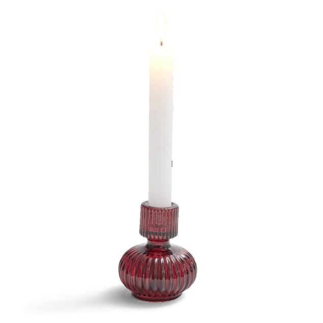 Bougeoir verre rose fonc&eacute; &Oslash;7,5xH9cm
