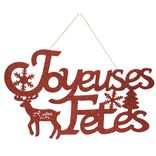 D&eacute;coration murale Joyeuses F&ecirc;tes paillet&eacute; rouge
