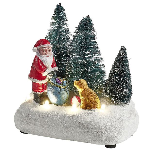 Sc&eacute;nette lumineuse P&egrave;re-No&euml;l avec cadeaux Village de No&euml;l