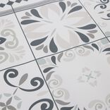 Tapis vinyle motifs carreaux de ciment gris et blancs 50x100cm