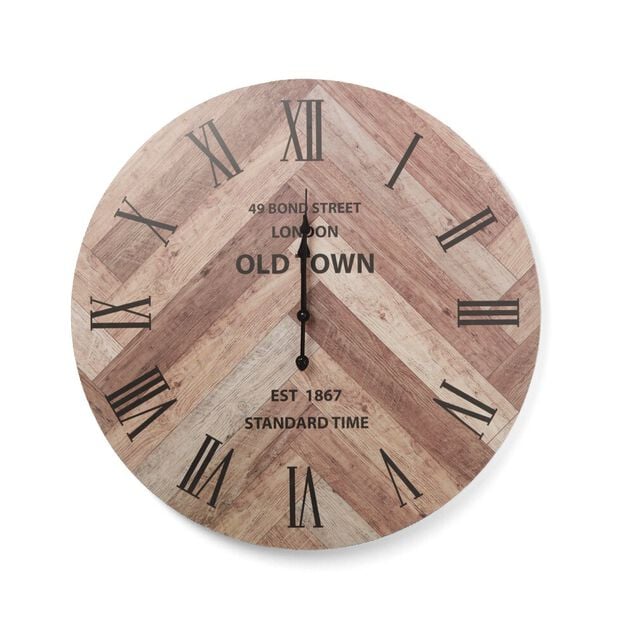 Horloge ronde en bois marron &Oslash;60cm