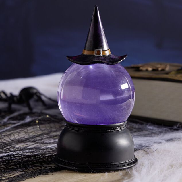 D&eacute;coration Halloween boule anim&eacute;e LED chapeau sorci&egrave;re
