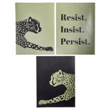 Affiche papier x3 thème guépard noir et gris 30x40cm