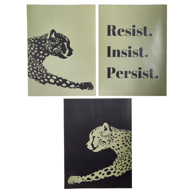 Affiche papier x3 thème guépard noir et gris 30x40cm