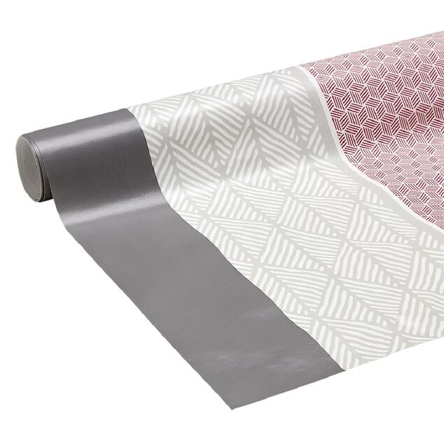 Toile cir&eacute;e imprim&eacute; graphique gris et rouge 140x200cm