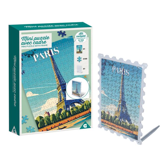 Mini puzzle cadre en carton 150 pièces 16,5x6xH12cm (4 modèles)