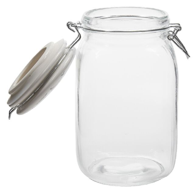 Bocal transparent avec couvercle design carreau de ciment 1,5 L